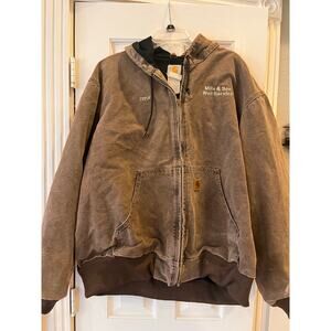 Vintage Carhartt J25 CHT Duck Thermal Hooded Western Jacket Chestnut Men 2XL